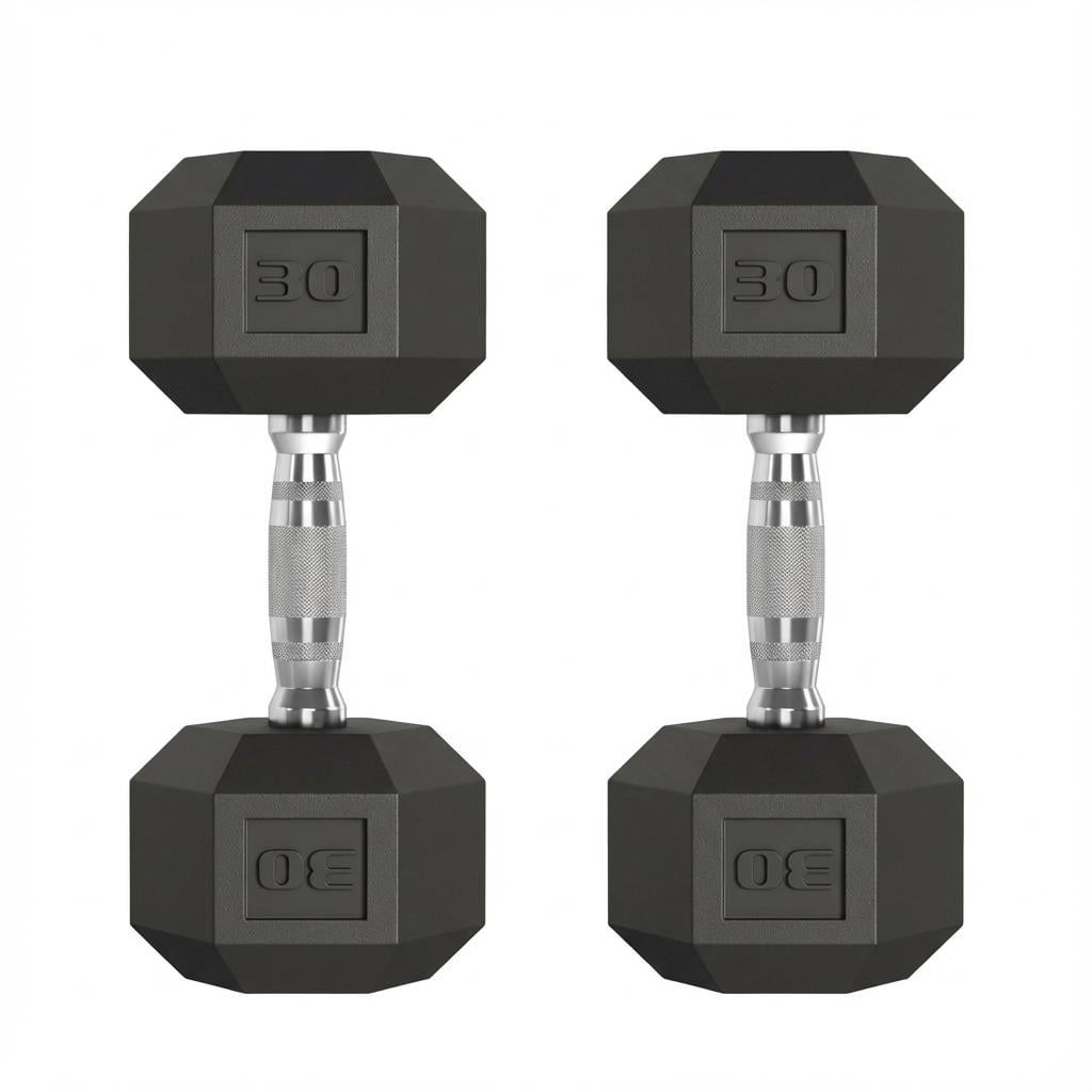 JoanKaren 30lbs Hex Dumbbell Set of 2 with Rubber Encased Coating&Textured Carbon Steel Handle,Anti-Roll Weights for Home Gym Strength Training