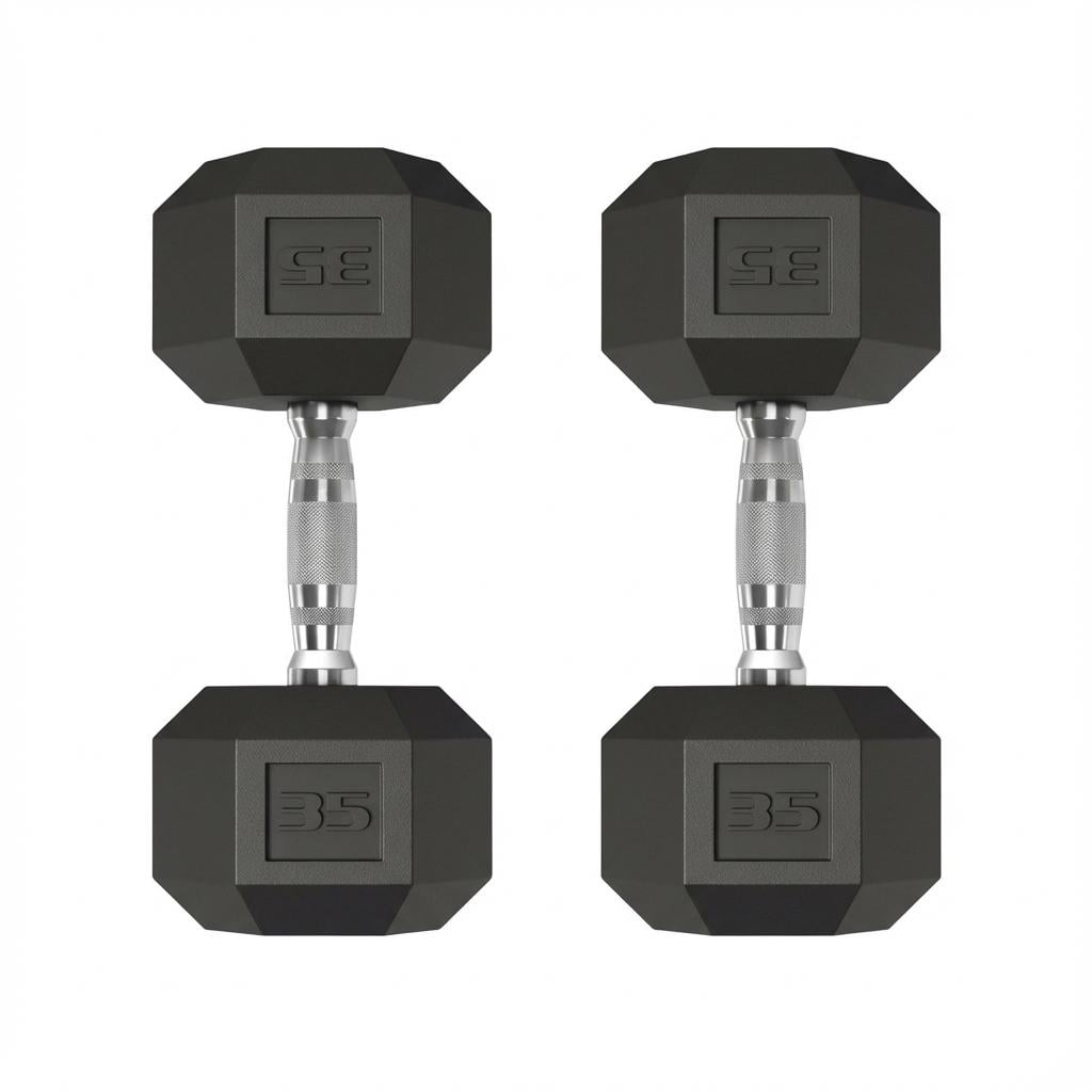 JoanKaren 35lbs Hex Dumbbell Set of 2 with Rubber Encased Coating&Textured Carbon Steel Handle,Anti-Roll Weights for Home Gym Strength Training