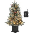 thumbnail image 1 of JoanKaren 3ft Pre-Lit Snow Frosted Tabletop Christmas Trees,Artificial Xmas Tree with 78 Warm White Lights,8 Lighting Modes,Black Base, 1 of 9