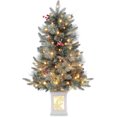 thumbnail image 1 of JoanKaren 3ft Pre-Lit Snow Frosted Tabletop Christmas Trees,Artificial Xmas Tree with 78 Warm White Lights,8 Lighting Modes,Snowflake Light Base, 1 of 9