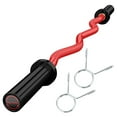 thumbnail image 1 of JoanKaren 47" Olympic EZ Curl Barbell Bar with 2 Collars,500lbs Capacity,Suitable for 2" Weight Plates,for Home Gym & Strength Training,Red & Black, 1 of 9
