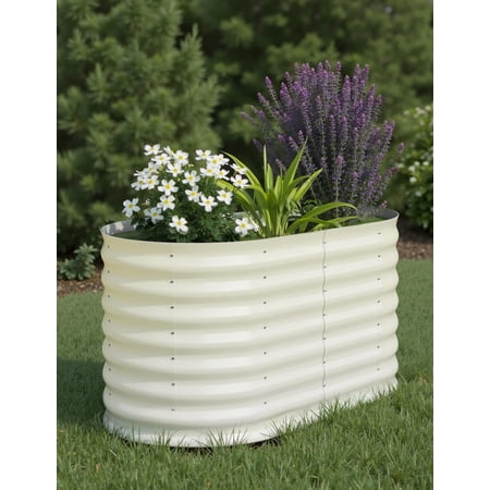 JoanKaren 4x2x2ft Raised Garden Bed,Galvanized Steel Planter Box,Rust-Proof & Tool-Assembly,Beige
