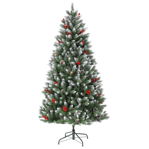 JoanKaren 5' Pre-Lit Christmas Tree with Pine Cones & Red Berries,Metal Stand  Artificial Hinged Xmas Trees