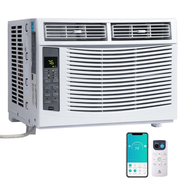 JoanKaren 6000 BTU 115V Smart Window Air Conditioner with Remote & APP Control,Fast Cooling Up to 250 sq ft,Energy Saving,Cool Dry Fan 3-In-1 Compact AC