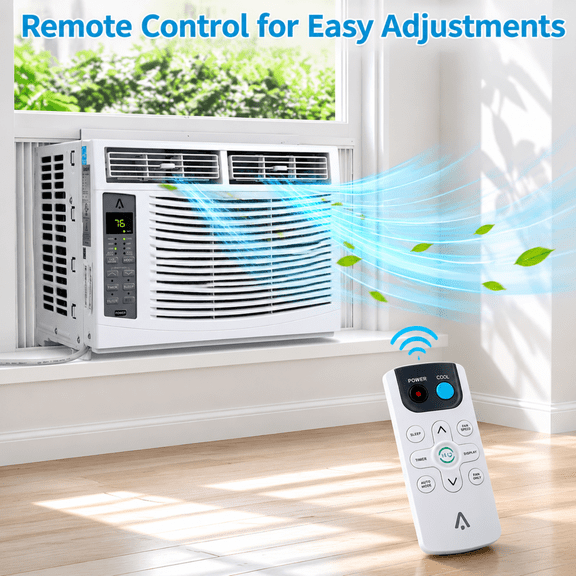 JoanKaren 6000 BTU Window Air Conditioner with Remote Control,Fast Cooling Up to 250 sq ft,Energy Saving,Cool Dry Fan 3-In-1 Compact AC,Easy Install Kit