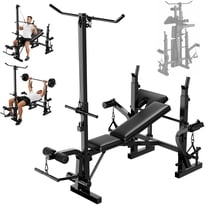JoanKaren 7 in 1 Adjustable Weight Bench Set,900lbs Capacity Workout Bench with Lat Pull Down, Preacher Curl, Leg Developer,Chest & Shoulder Rack