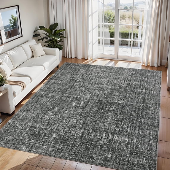 JoanKaren 8' x 10' Large Solid Area Rug,Machine Washable Indoor Carpet for Living Room Bedroom Dining Office,Gray