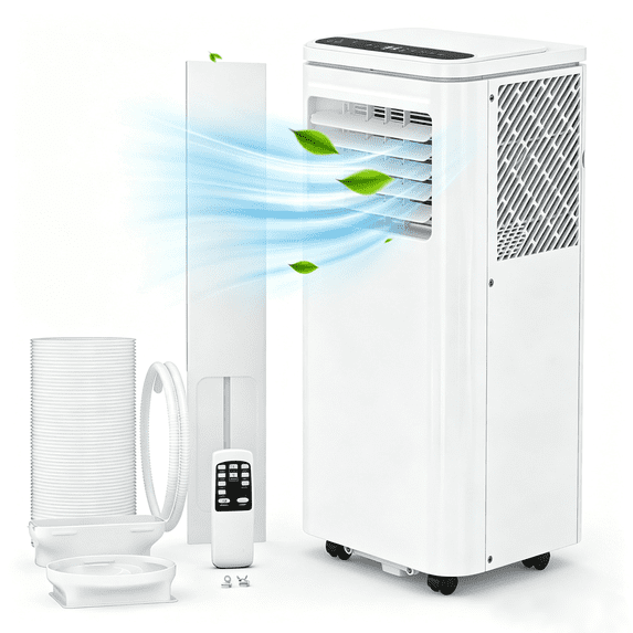 JoanKaren 8000 BTU Portable Air Conditioner Up to 350 Sq. Ft.,4-in-1 AC Unit Sleep Mode,Cooling,Dehumidifier & Fan,24H Timer & Quiet Operation & Window Kit