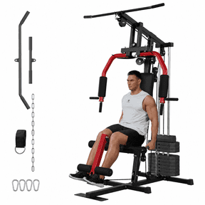 JoanKaren All-in-One Home Gym System with 100 lb Weight Stack,Multi-Station Workout Machine with Lat Pulldown & Chest Press