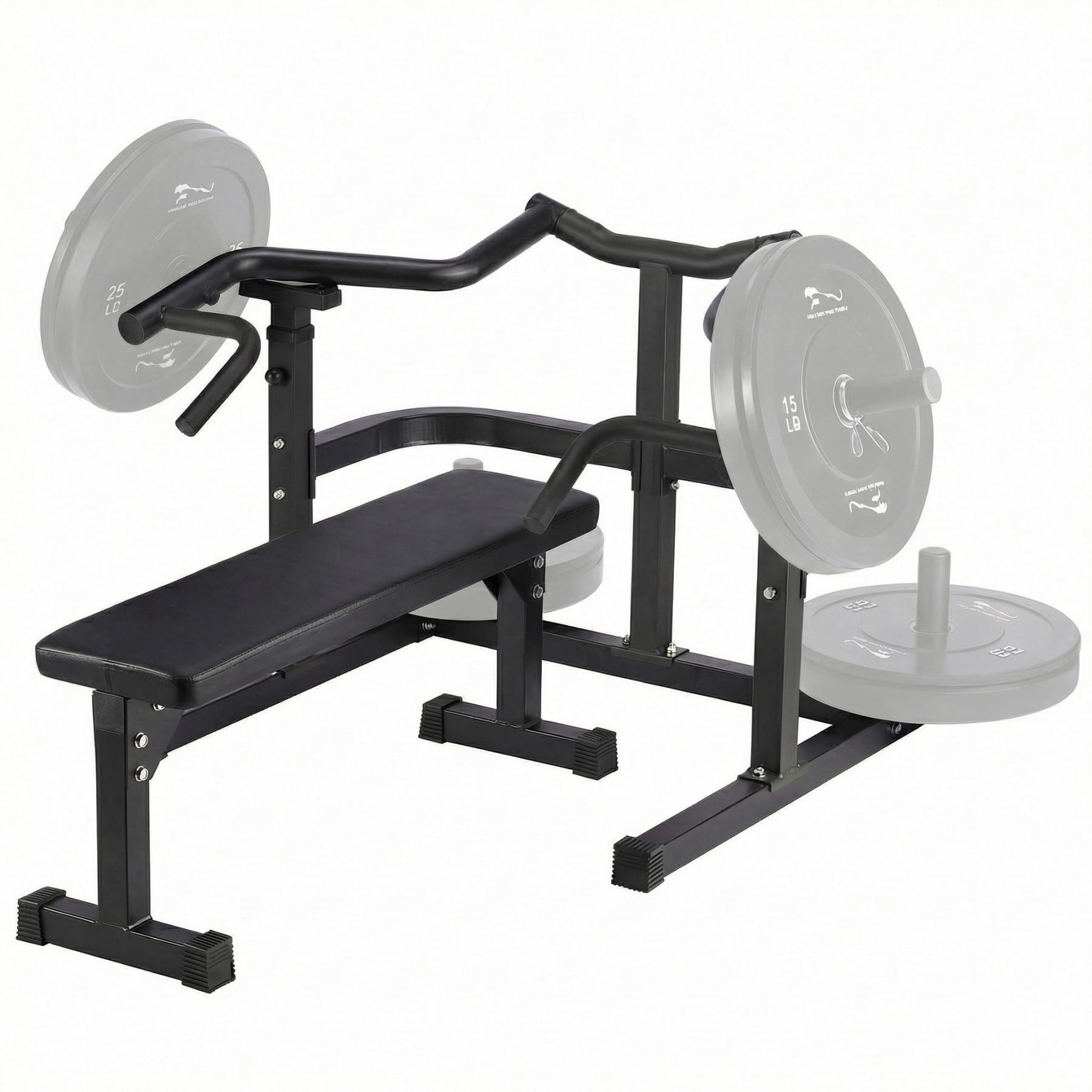 JoanKaren Chest Press Machine with Independent Converging Arms&Adjustable Flat Incline,Weight Bench Press Rack for Home Gym,Black