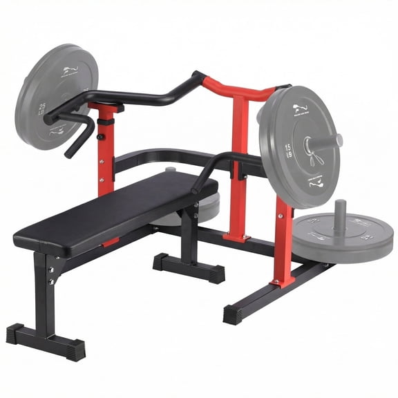 JoanKaren Chest Press Machine with Independent Converging Arms&Adjustable Flat Incline,Weight Bench Press Rack for Home Gym,Red&Black