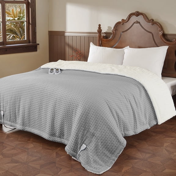 JoanKaren Electric Blanket 100"x90" King Size Heated Blanket,LCD Dual Controller,10 Heating Levels,1-12H Time Settings,ETL Certified,Gray