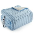 thumbnail image 1 of JoanKaren Electric Heated Throw Blanket with LCD Controller,Blue Waffle Weave,6 Heating Levels,4H Auto-off,50"x60", 1 of 8