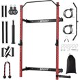 thumbnail image 1 of JoanKaren Folding Squat Rack with LAT Pulldown System Exercise Power Cages,Landmine and Pull Up Bar,Black&Red, 1 of 9