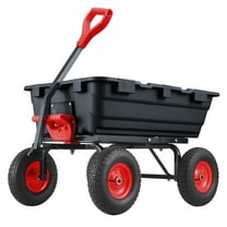 JoanKaren Garden Dump Cart,800lbs Capacity,Heavy Duty Yard Wagon with All Terrain Tires & 180°Adjustable Handle,Black