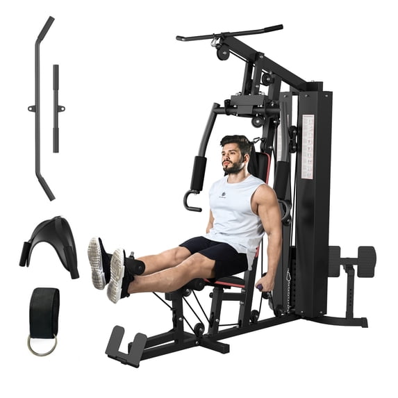 JoanKaren Home Gym Machine, Full Body Workout Machine with 150LBS Weight Stack,Black