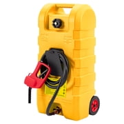 JoanKaren Industrial Portable Fuel Tank 15 Gallon Container Caddy Tank with 10-Foot Hose,Wheeled Utility Transfer Tank,Yellow