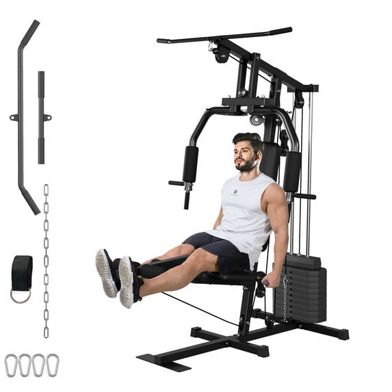 JoanKaren Home Gym Station,Workout Station with 100LBS Weight Stack,Home Gym Equipment for Full Body Traning