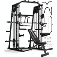 thumbnail image 1 of JoanKaren Pro Smith Machine with Bench,2200lbs Squat Rack with Weight Bar,LAT Pull-Down,Cable Systems,Leg Hold-Down and More Attachments,Black, 1 of 10