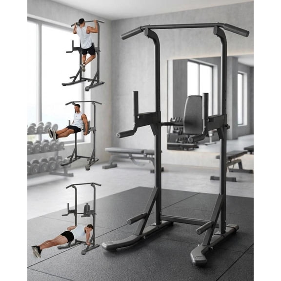 JoanKaren Pull Up Bar Power Tower Dip Station 5-in-1 Workout Equipment,450lbs Weight Capacity,Adjustable Height Strength Training Fitness Excercise Equipment for Home Gym