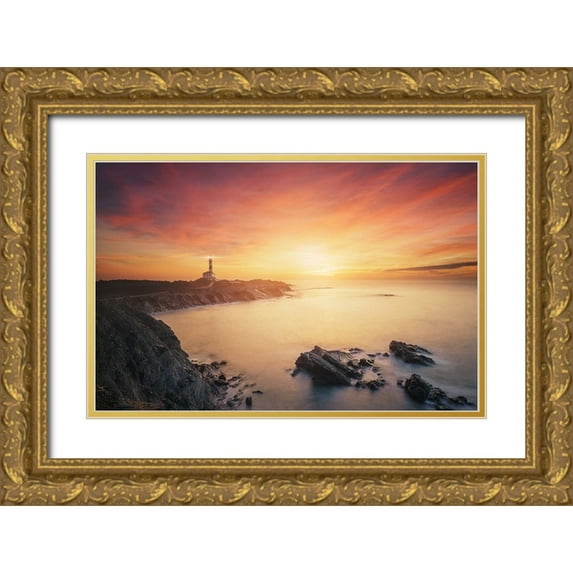 Joanaduenas 32x22 Gold Ornate Wood Framed with Double Matting Museum Art Print Titled - Favaritx sunrise 7R20215