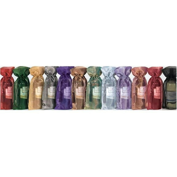 Joann Marie Designs IBT6X15GLB Sheer Metallic Wine Bag - Gold Burgundy Pack of 12