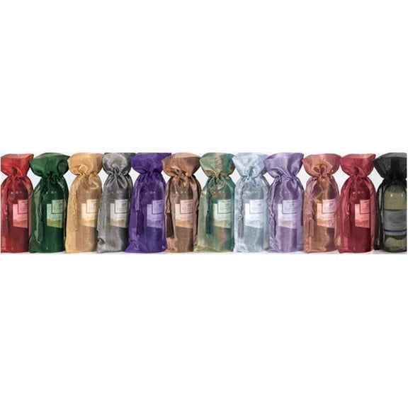 Joann Marie Designs IBT6X15GR Sheer Metallic Wine Bag - Green Pack of 12