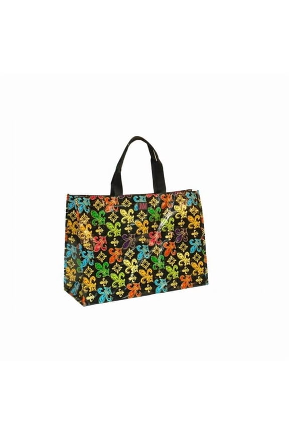 Poly Lrg. Tote - Black Fleur De Lis Pack of 6