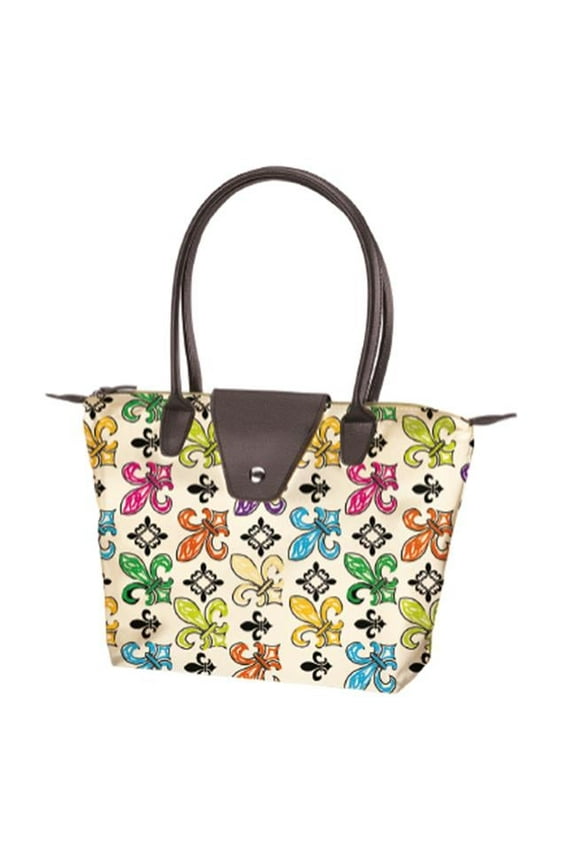 Joann Marrie Designs NF1CFDL Small Fold-Up Bag - Creme Fleur De Lis- Pack of 2