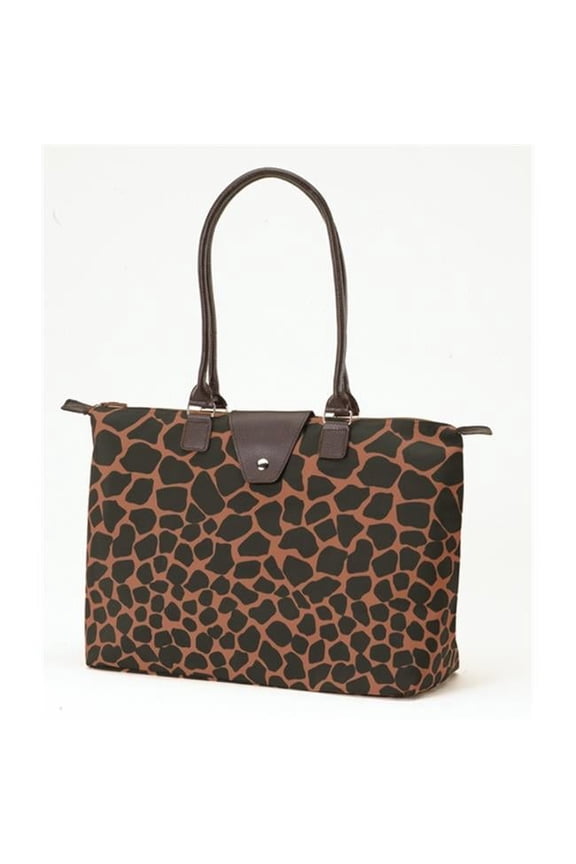 Joann Marrie Designs NF3BBG Long Handle Fold-Up Bag - Brown & Black Giraffe- Pack of 2