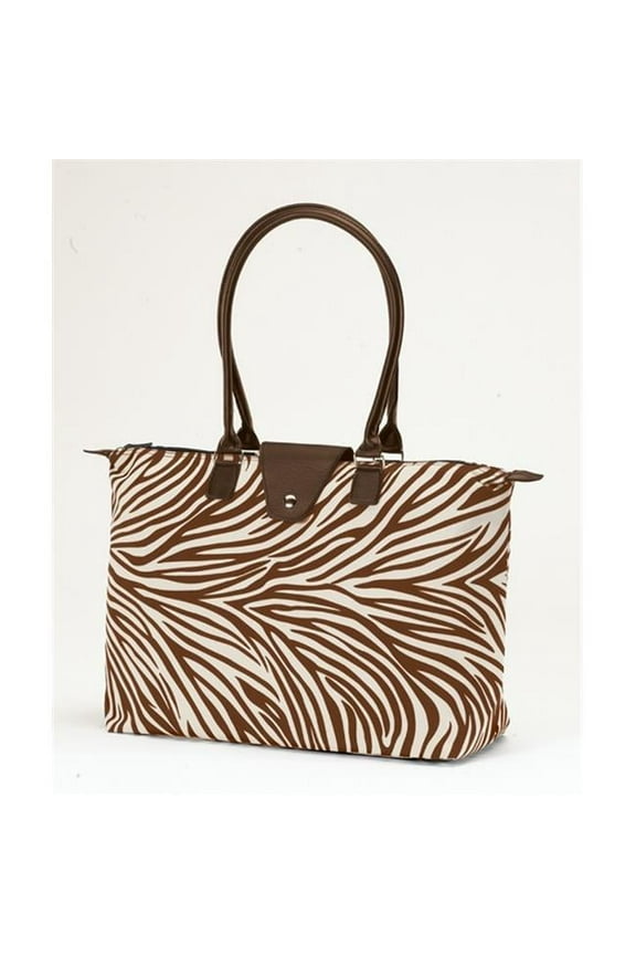 Joann Marrie Designs NF3BCZ Long Handle Fold-Up Bag - Brown & Creme Zebra- Pack of 2