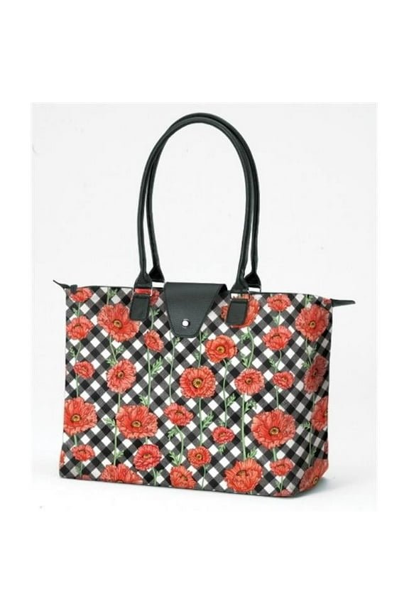Joann Marrie Designs NF3PC Long Handle Fold-Up Bag - Poppy Chic- Pack of 2