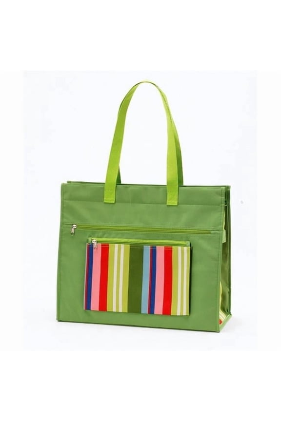 Joann Marrie Designs NPTGRST Insulated Tote Bag - Green Stripe- Pack of 2
