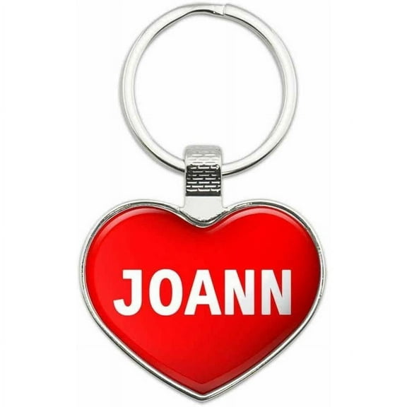 Joann - Names Female Metal Heart Keychain Key Chain Ring, Red