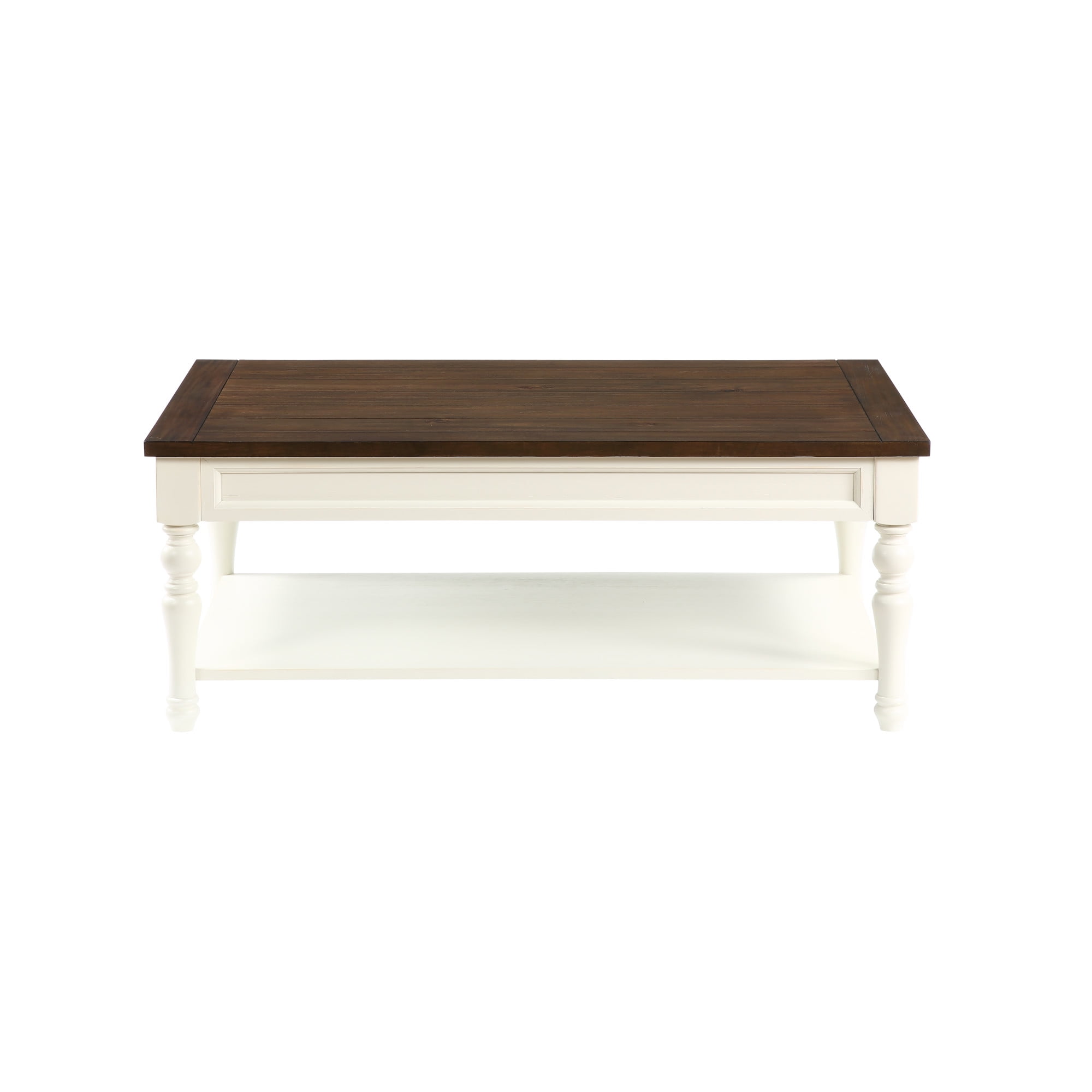 Joanna Two-Tone Ivory and Mocha Rectangular Coffee Table with Storage
