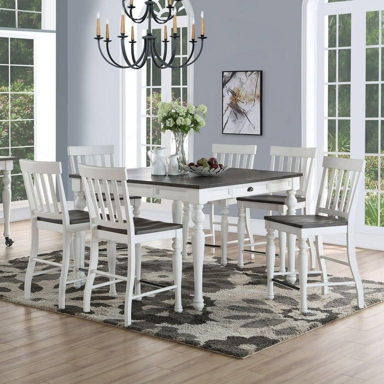 7 piece counter height sale dining set white
