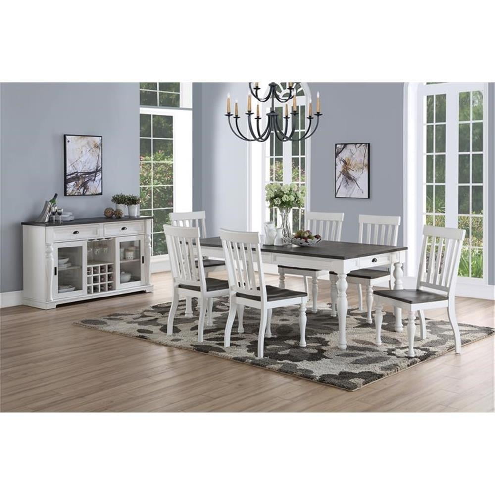 Joanna Farmhouse Chic 7-Piece Dining Set in Ivory and Dark Oak