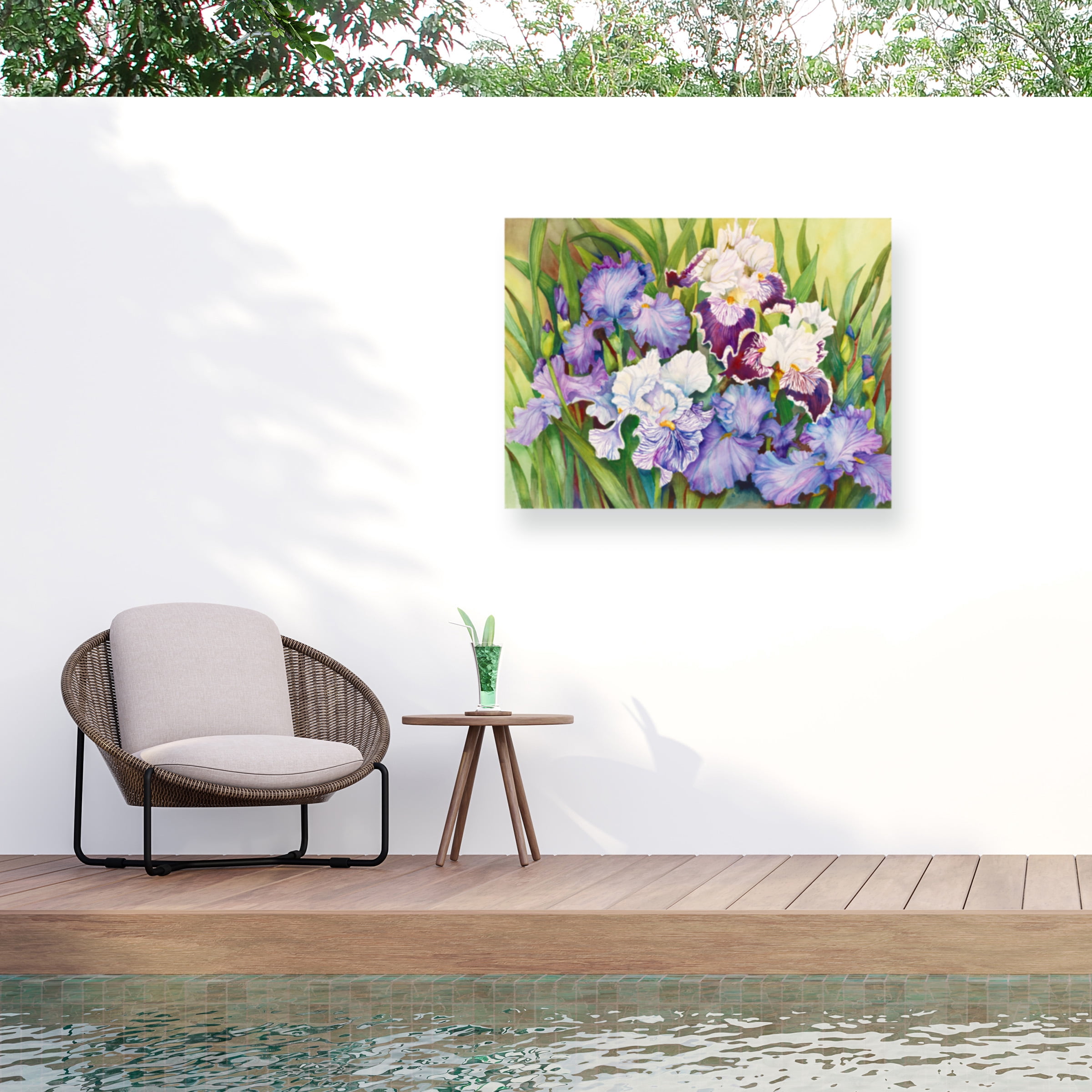 Joanne Porter 'Irises In Shades Of Lavender' Outdoor Canvas 14x19