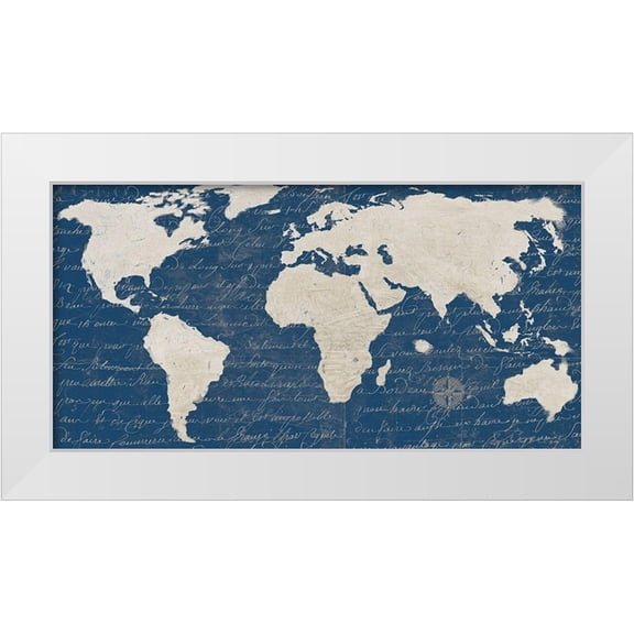 Joannoo 14x9 White Modern Wood Framed Museum Art Print Titled - Geo blueprint special
