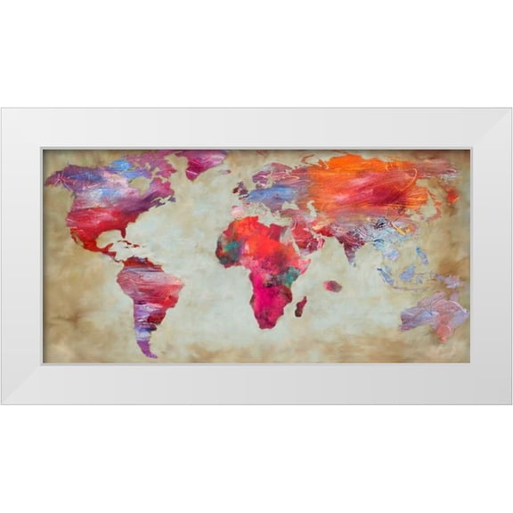 Joannoo 14x9 White Modern Wood Framed Museum Art Print Titled - World in colors
