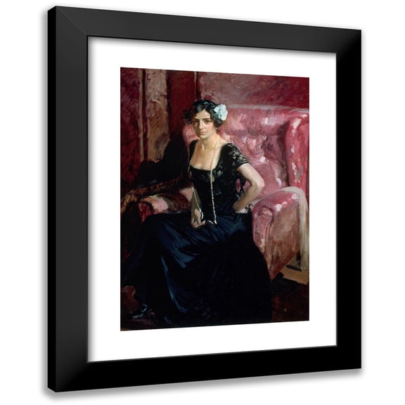 Joaquín Sorolla 11x14 Black Modern Framed Museum Art Print Titled - Clotilde in Evening Dress (1910)