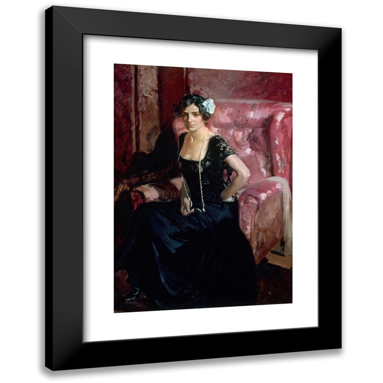 clotilde in evening dress Joaquín Sorolla 18x24 Gold Ornate Framed and Double Matted Museum Art Print  Titled
