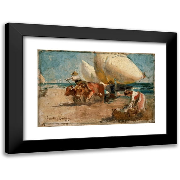 Joaquín Sorolla 24x17 Black Modern Framed Museum Art Print Titled - Beach Scene