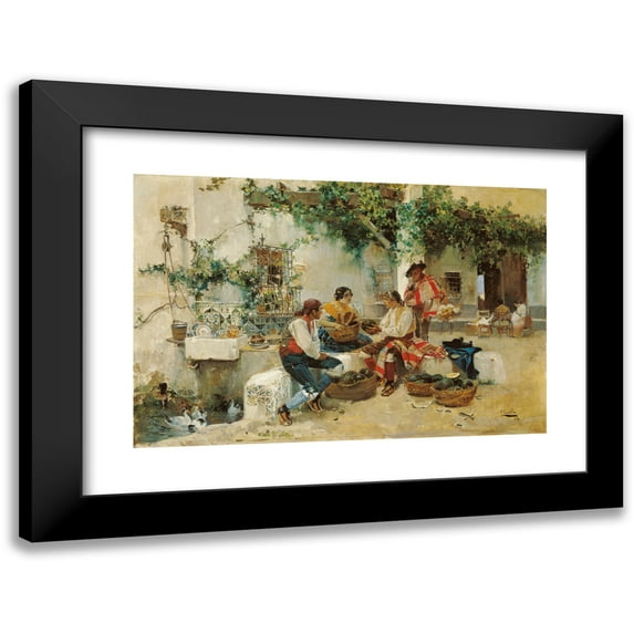 Joaquín Sorolla 24x17 Black Modern Framed Museum Art Print Titled - Selling Melons (1890)