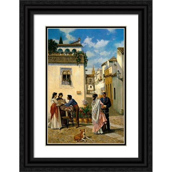 Joaquín Turina y Areal 17x24 Black Ornate Framed Double Matted Museum Art Print Titled: Sevillian Square