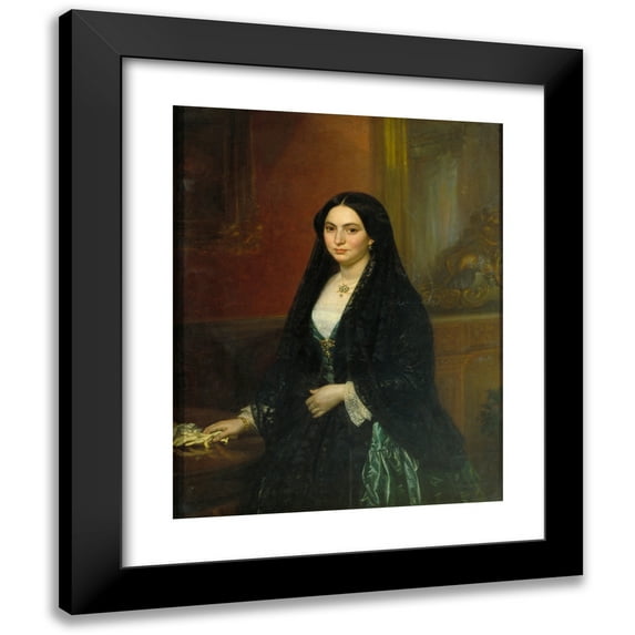 Joaquim Espalter 15x18 Black Modern Framed Museum Art Print Titled - Portrait of Mrs. Espalter (1852)