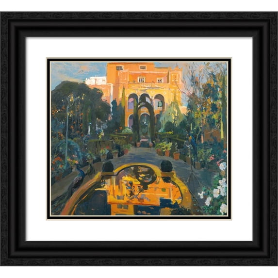 Joaquin Mir Trinxet 22x20 Black Ornate Framed Double Matted Museum Art Print Titled: The Artist's Garden