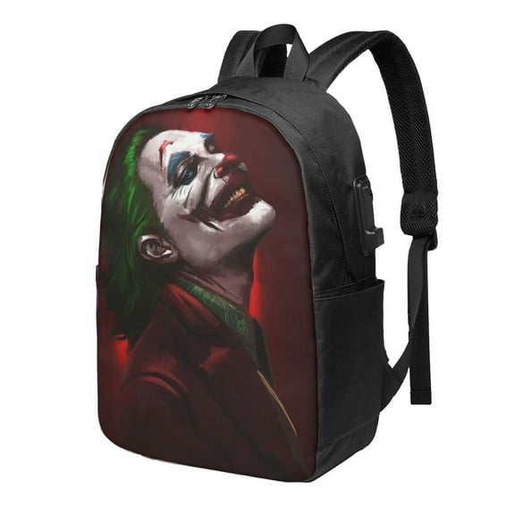 Joaquin Phoenix Joker Backpack For Men Women Teen , Water Resistant Casual Daypack Fits Laptop With Usb Charging Port,17 In Bookbag For Travel,School,Hiking,Gift