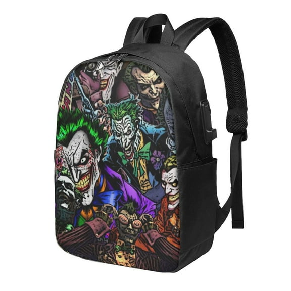 Joaquin Phoenix Joker Backpack For Men Women Teen , Water Resistant Casual Daypack Fits Laptop With Usb Charging Port,17 In Bookbag For Travel,School,Hiking,Gift