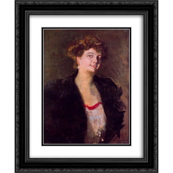 Joaquin Sorolla 2x Matted 20x24 Black Ornate Framed Art Print 'Portrait of Dona Elena Ort·zar'